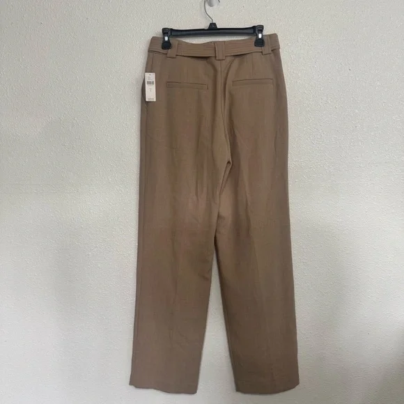 Anthro Maeve New Size 6 Tan Soft Tailored Belted Pleated Wide Leg Trouser Pants